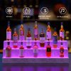 LED Lighted Liquor Bottle Display Shelf, 37 Inch Bar Display Shelf, DIY Illuminated Bottle Shelf with App & Remote Control, 3 Step Freestanding Holdin