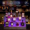 LED Lighted Liquor Bottle Display Shelf, 20 Inch Bar Display Shelf, DIY Illuminated Bottle Shelf with App & Remote Control, 2 Step Freestanding Holdin